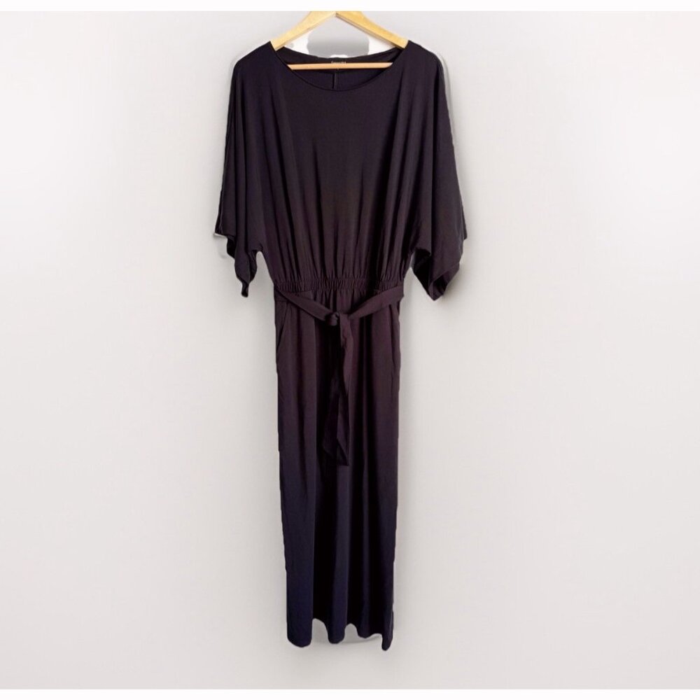 Garnet Hill Black Midi Dress Women’s Small Pullover Women Pockets Quiet Luxury
